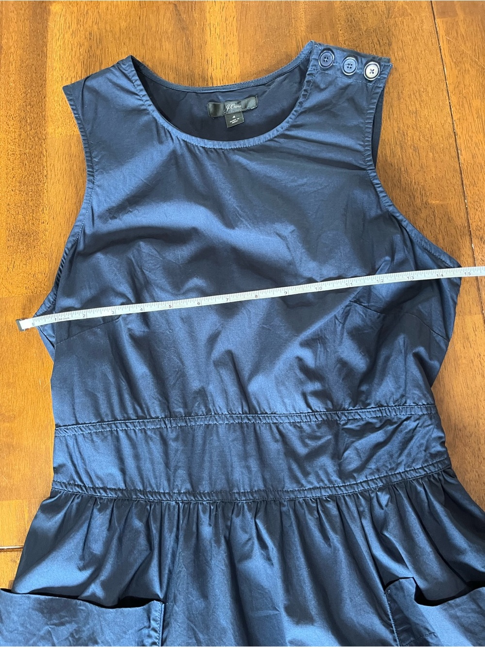 J. Crew Navy Sleeveless A-Line Midi Dress with Pockets - Picture 6 of 8
